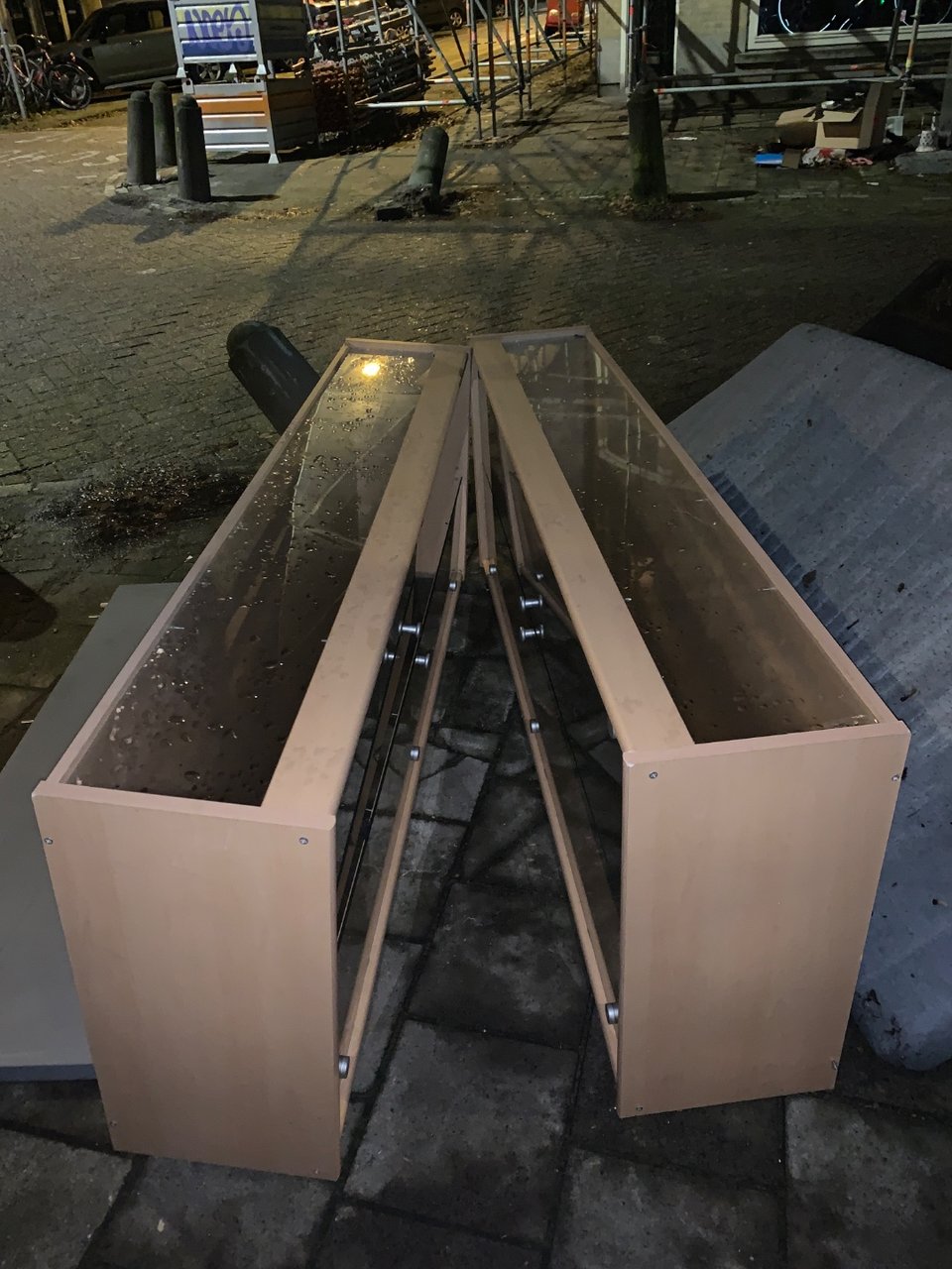 Has glass goors and sides
