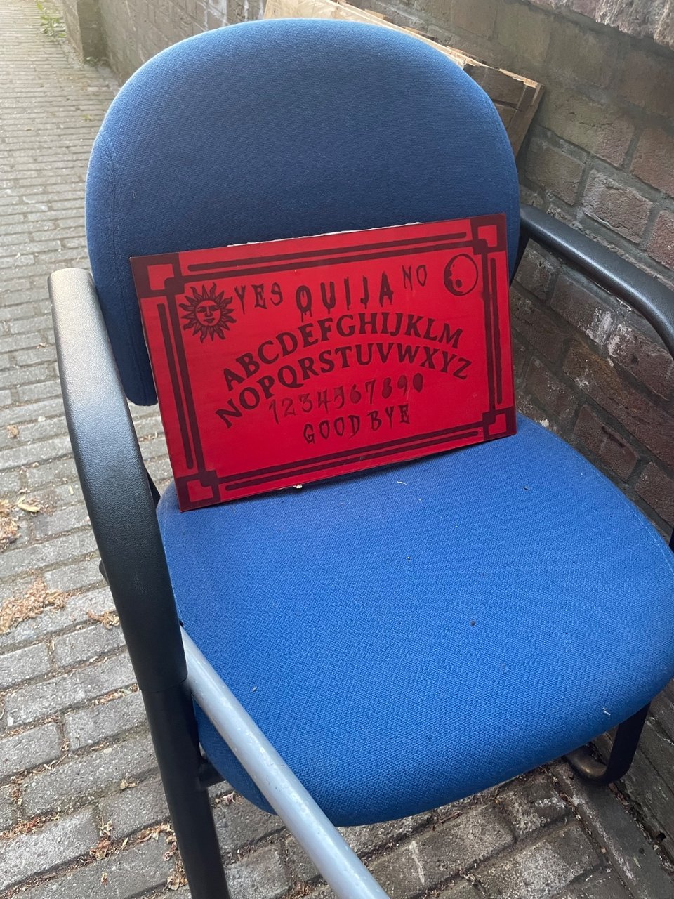 Two chairs and an ouija board!