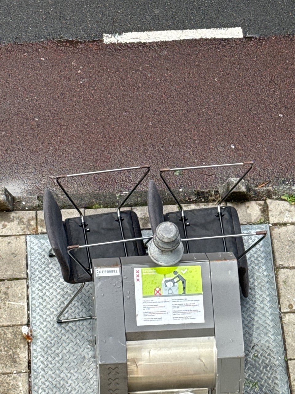 4 grey chairs 1 brown leather chair