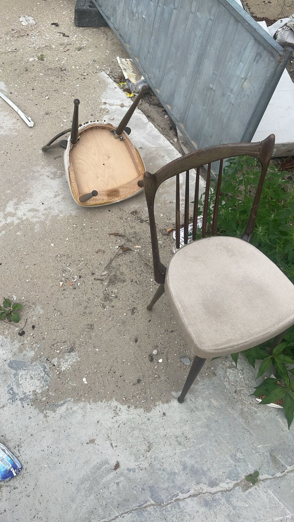 Two good dining chairs, 60's. Looks like cherry wood.
