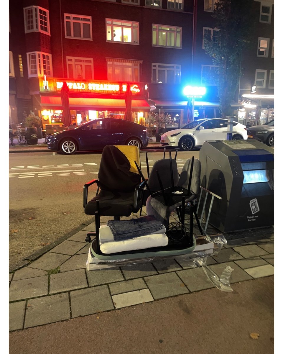Couple of grey dining chairs, small green feet bench, desk chair, and some other small things