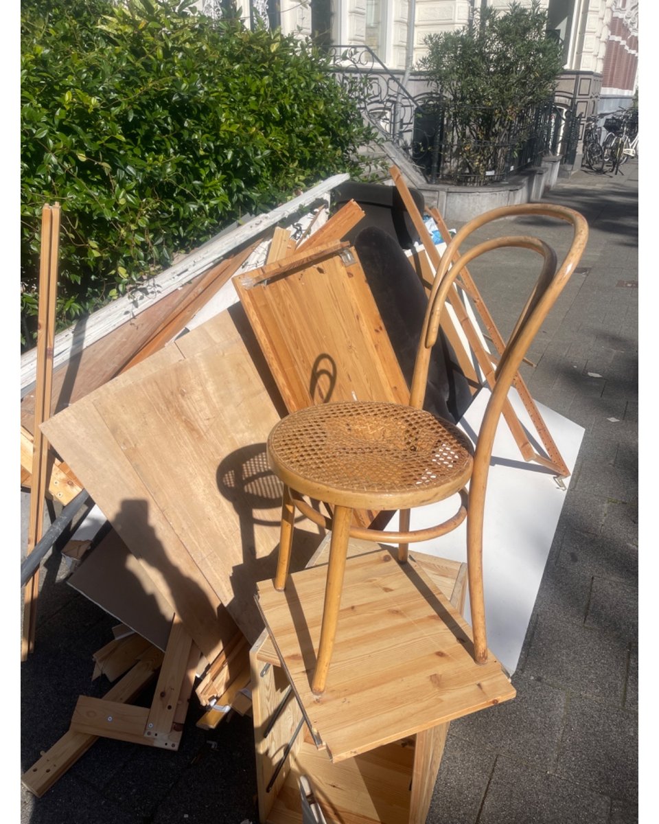 Original thonet no.14, table and rustic chest