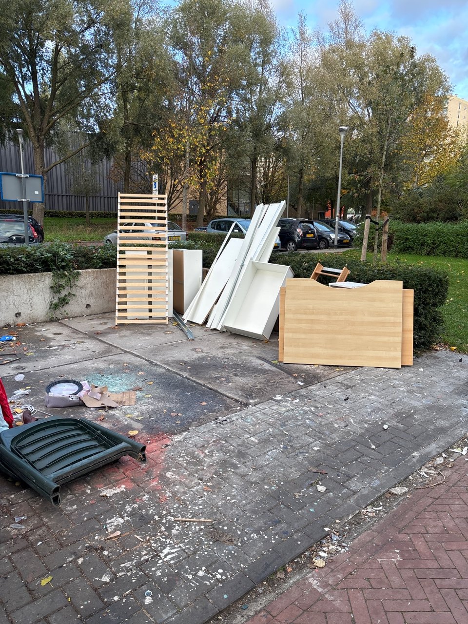 Bedbodem 1 pers trappetje en frame beukenhout