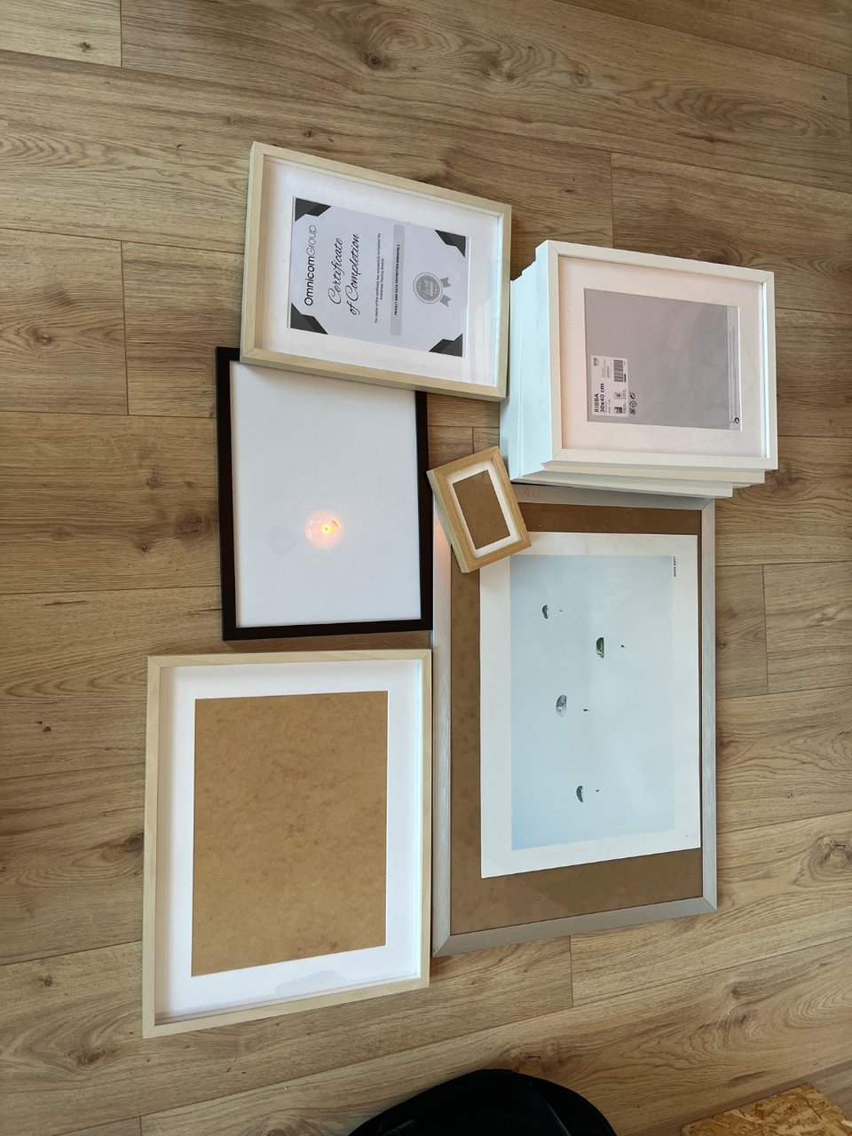 Various picture frames. Must be picked up Monday any time after 11am