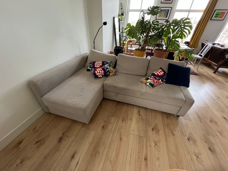 IKEA L shaped sofa, with pull out section to be a sofa bed. 225x 150 (when in bed mode)

Picked up on Monday anytime after 11 am