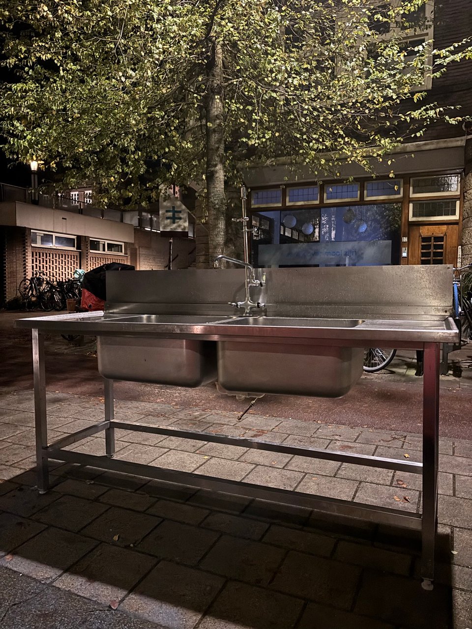 stainless steal kitchen unit with sink