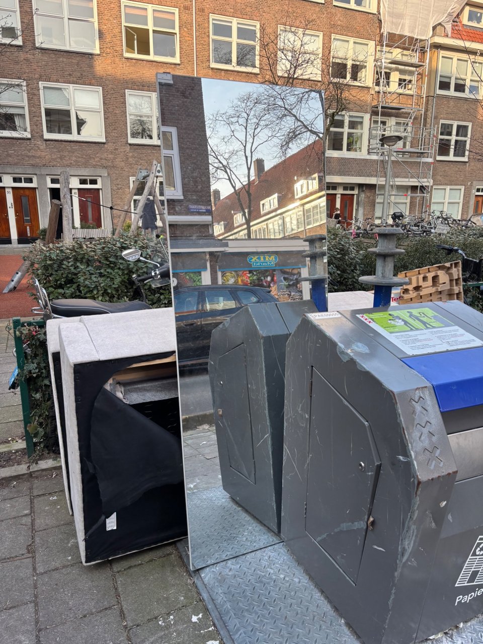 Big and very heavy mirror

Used to be a door for a closet but you can use it as a mirror as well!