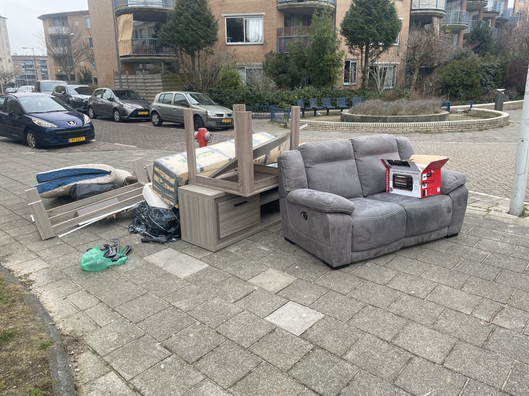 Couch in perfect condition, tv stand, table, christmas tree, lamps and more