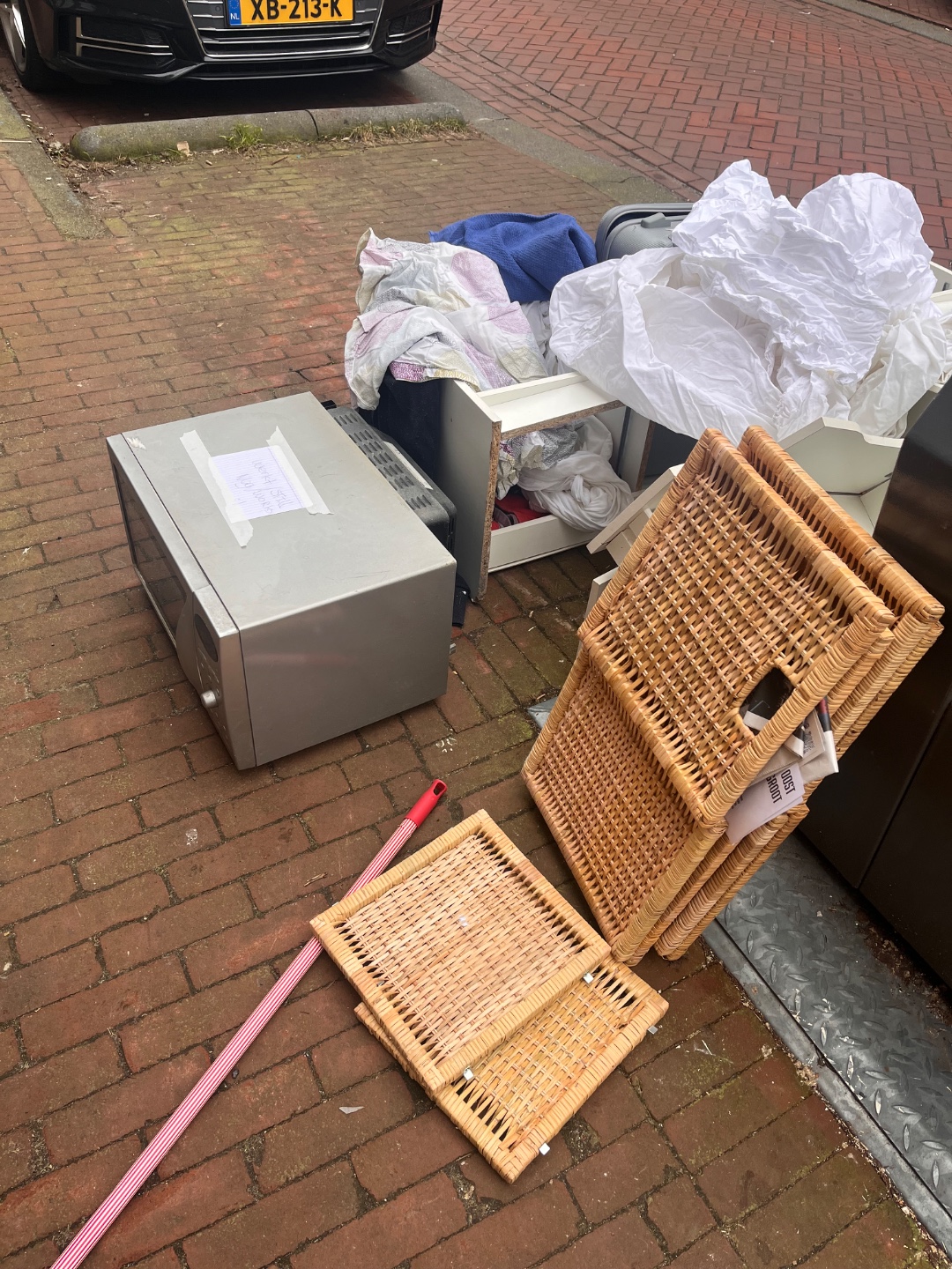 Microwave and ikea boxes