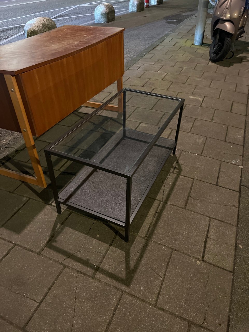 Glass top ikea table. In perfect condition. A little wobbly but 100% can be fixed with simply tightening the bolts.