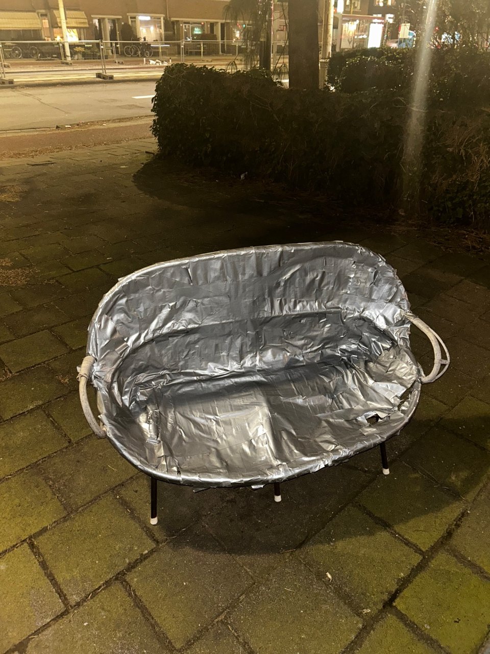 Practical duct tape couch, decent condition