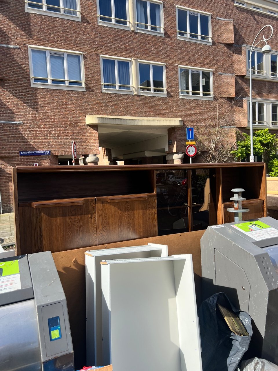 Beautiful mid century cabinets with glass opaque doors  there are 2, please run don’t walk they are getting wet