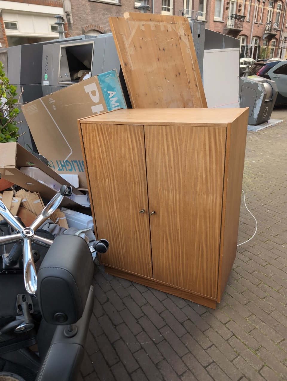 Beautiful wardrobe, chairs and okay table.