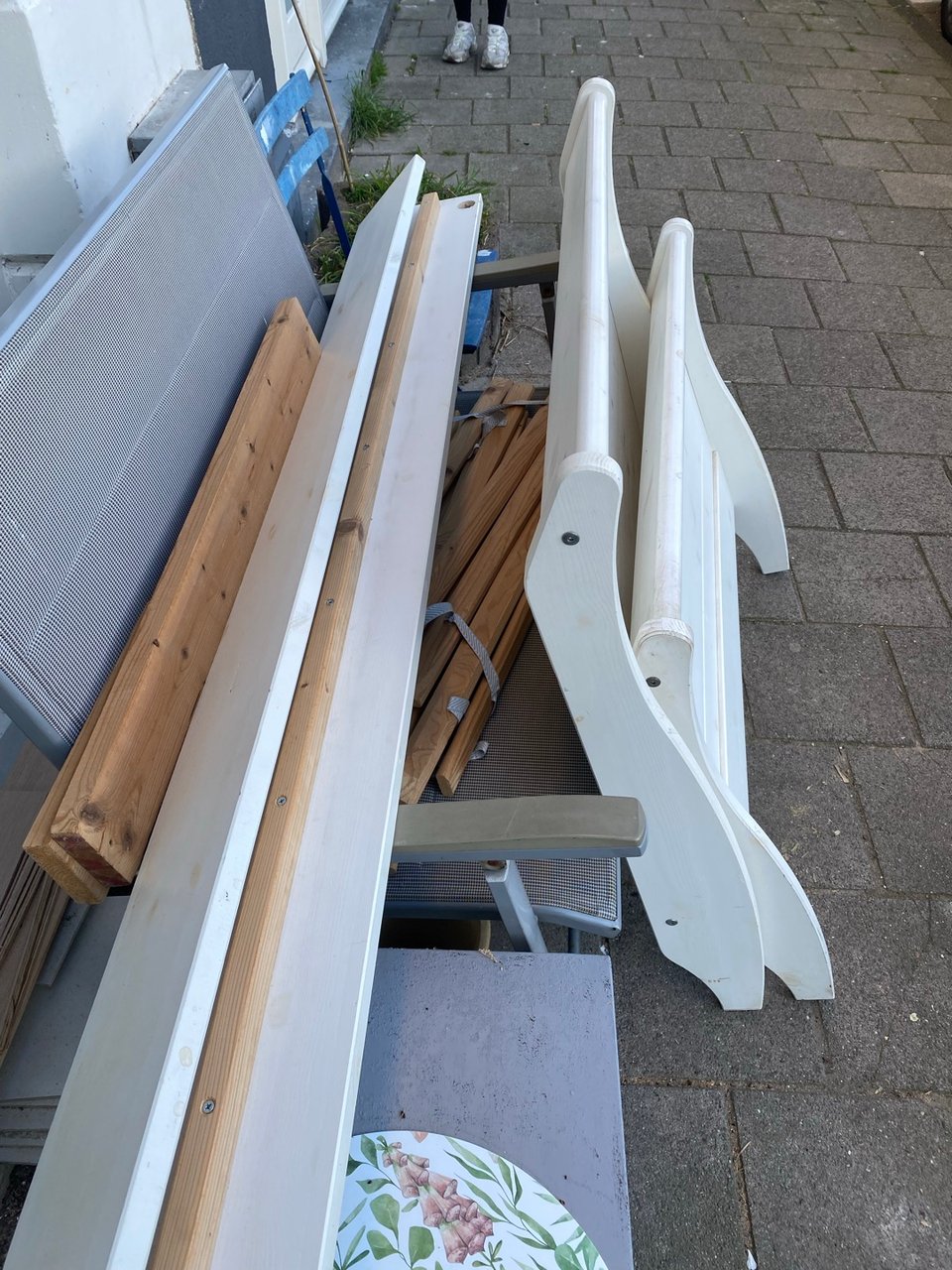IKEA bed, white washed wood, single bed
