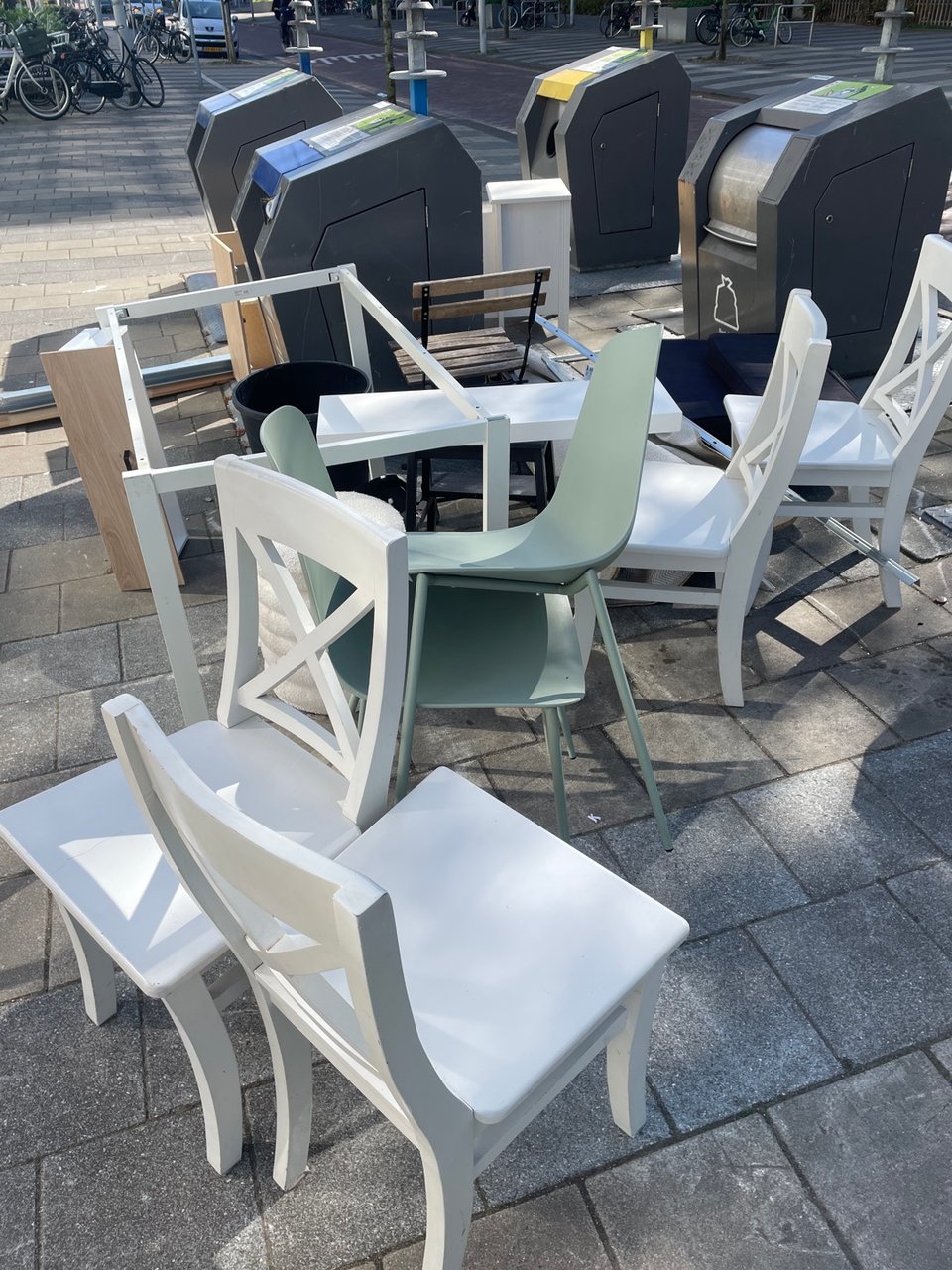Chairs, bed frame, drawers, etc