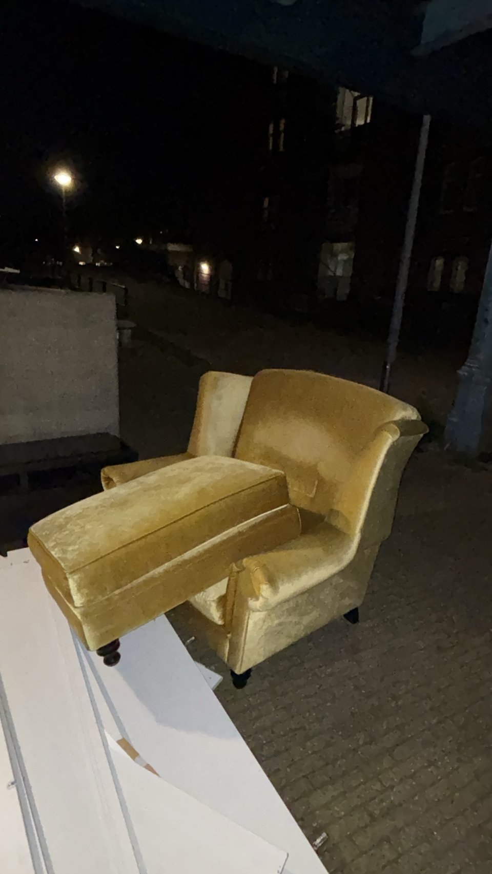 golden loveseat (very comfy)
