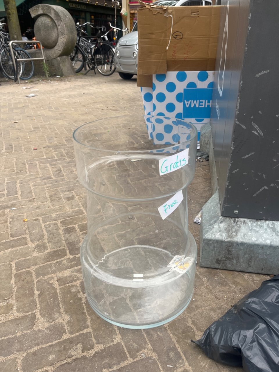 Tall glass vase